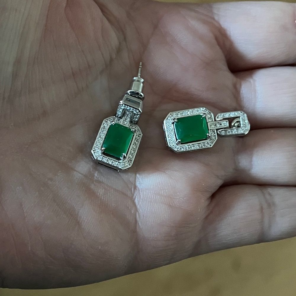 The Oz Drop 925 Emerald green estate inspired 925 silver - Picture 11 of 16